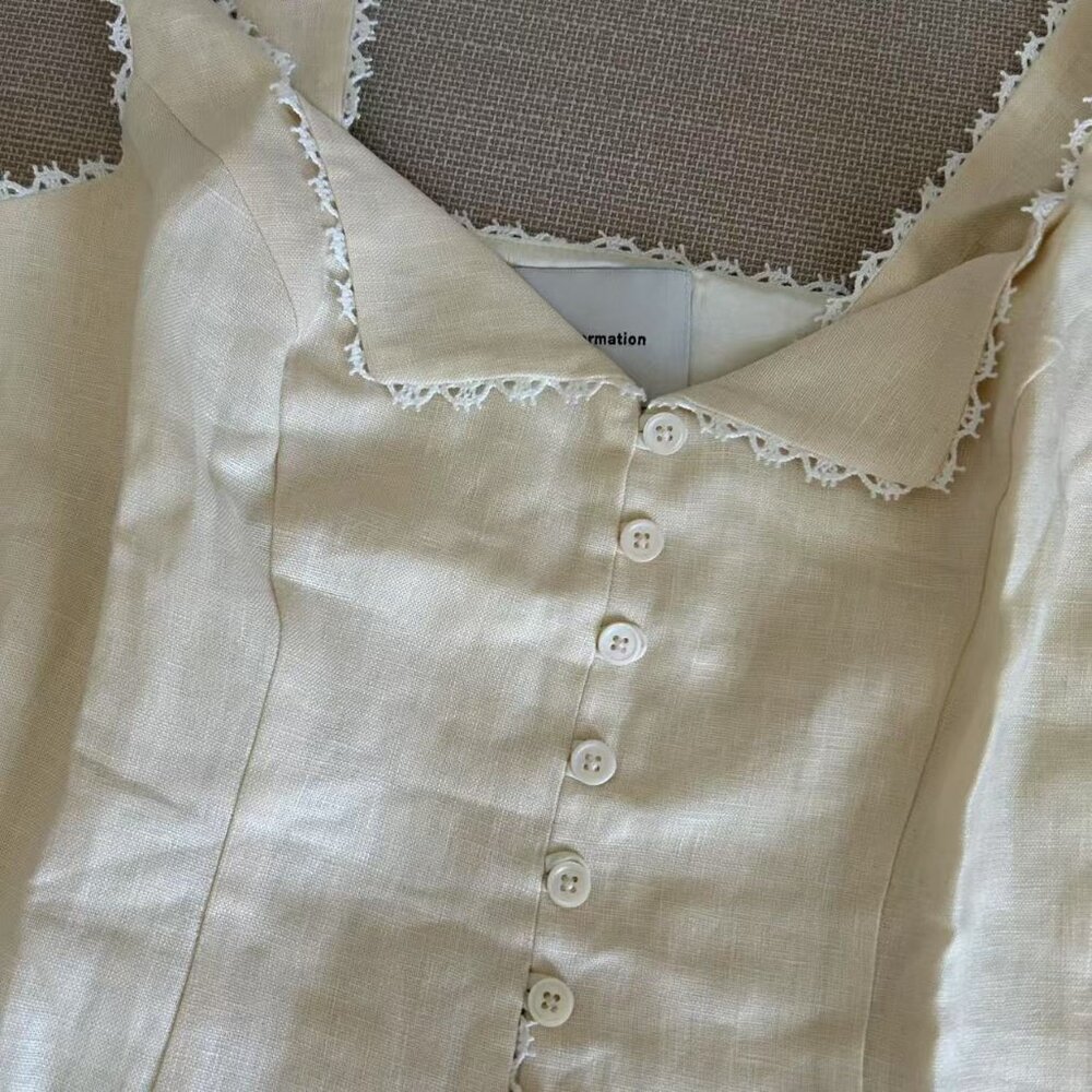 Reformation Cream Viola Button Front Tank - Picture 6 of 16